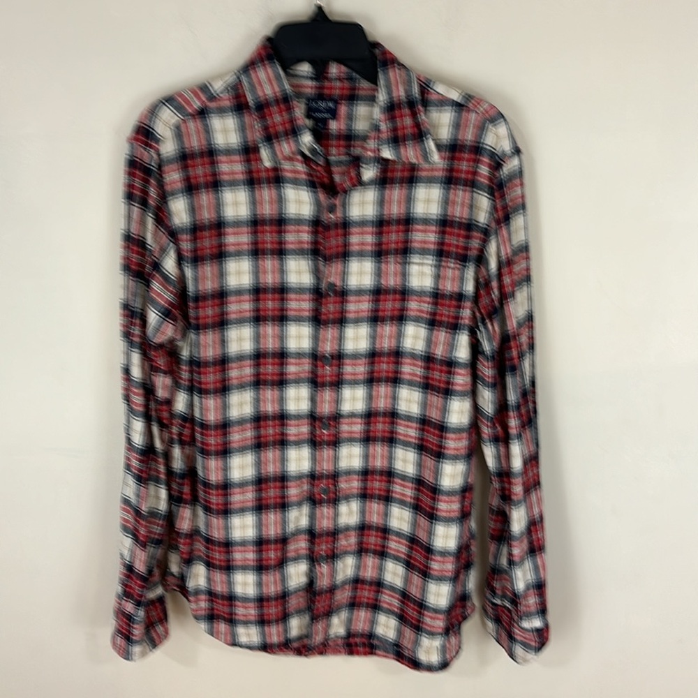 J Crew Factory Plaid Flannel Button Up Shirt Size Medium